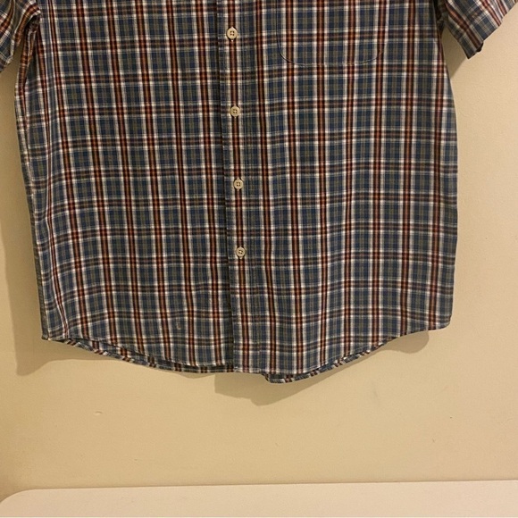Abercrombie & Fitch Blue Red Plaid  Short Sleeve Button Down Shirt M Cotton - Picture 6 of 11